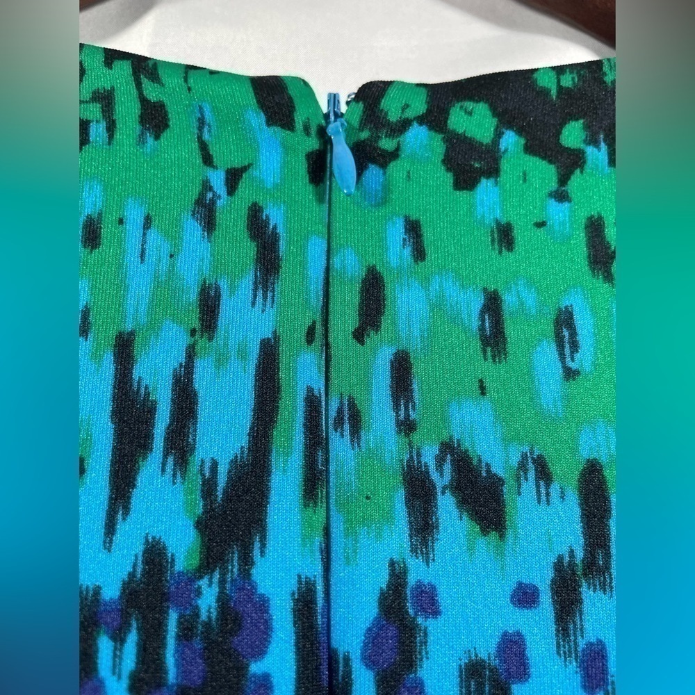 Badgley Mischka Womens Fit & Flare Dress Blue Green Yellow Size 4 - Picture 6 of 8